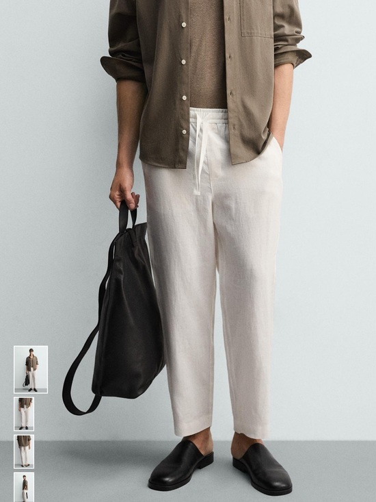 Zara Other - Zara Beige Linen relaxed fit pants